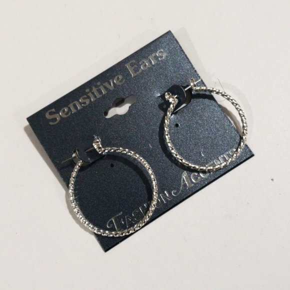 Silver-Tone Twisted Wire Hoop Earrings – 1.25" Classic Lightweight Hoops Women - Picture 5 of 8